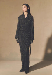 Kimono long en soie pour femme