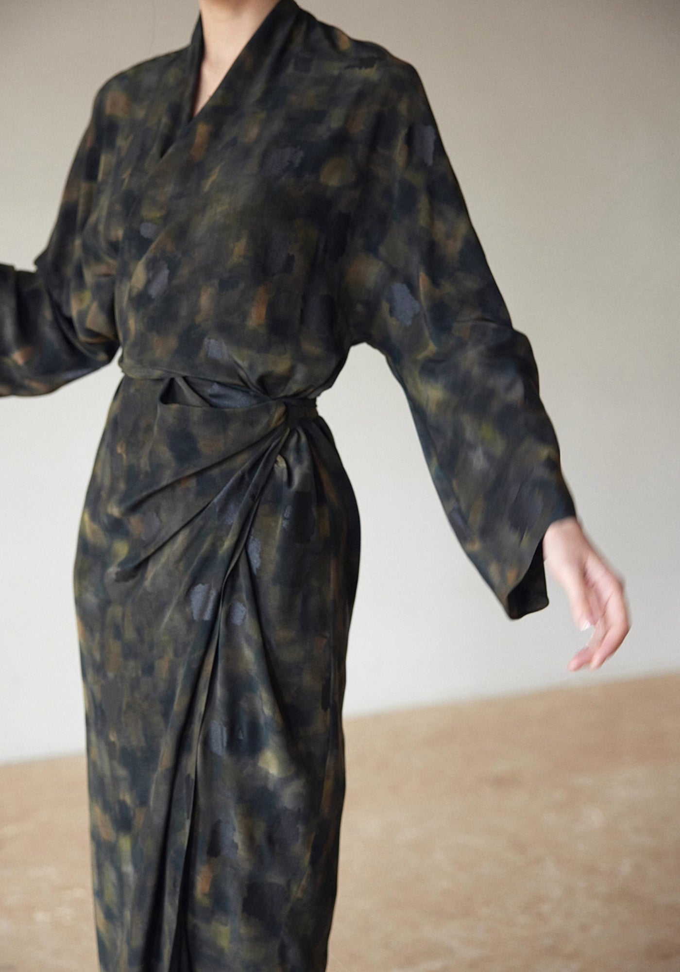Kimono long en soie pour femme