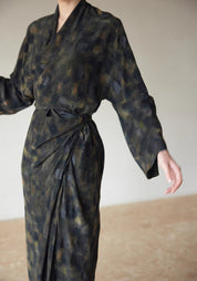 Kimono long en soie pour femme