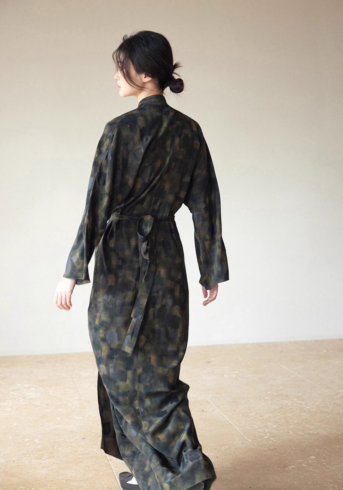 Kimono long en soie pour femme