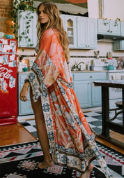 Kimono long | Solenza Rouge corail / Unique