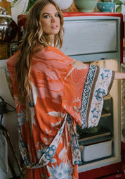 Kimono long | Solenza Rouge corail / Unique