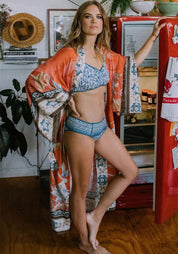 Kimono long | Solenza Rouge corail / Unique