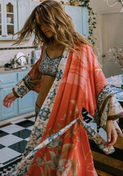 Kimono long | Solenza Rouge corail / Unique
