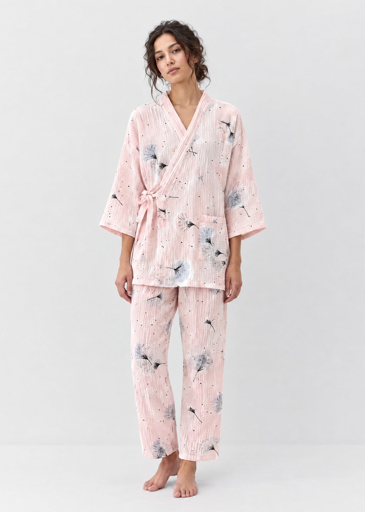 Kimono Pyjama Rose à Pissenlits en Coton | Kōrin