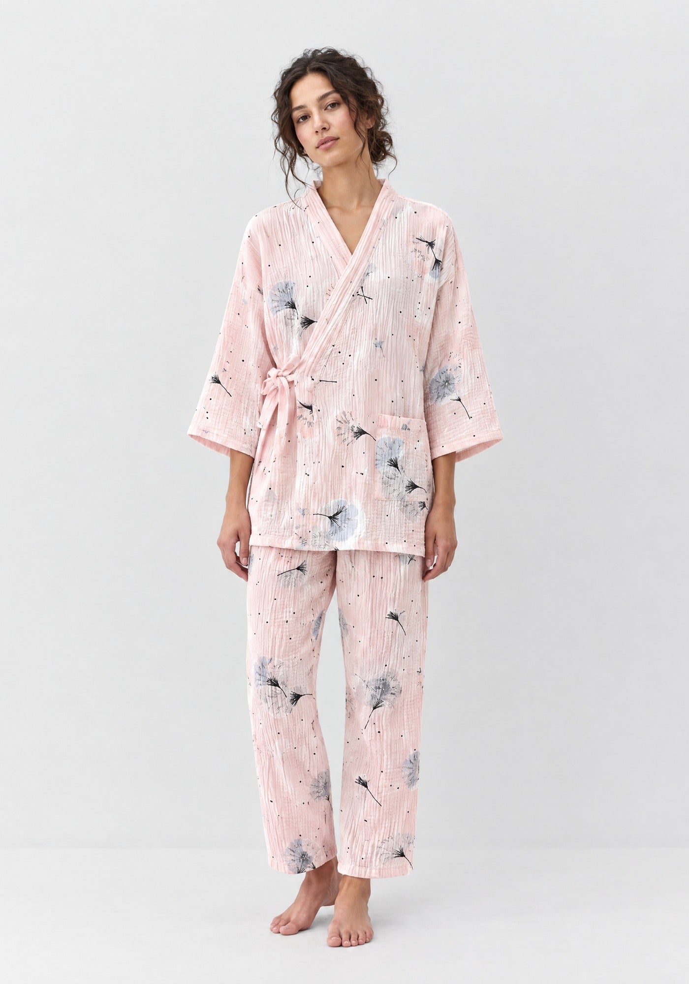 Kimono Pyjama Rose à Pissenlits en Coton | Kōrin