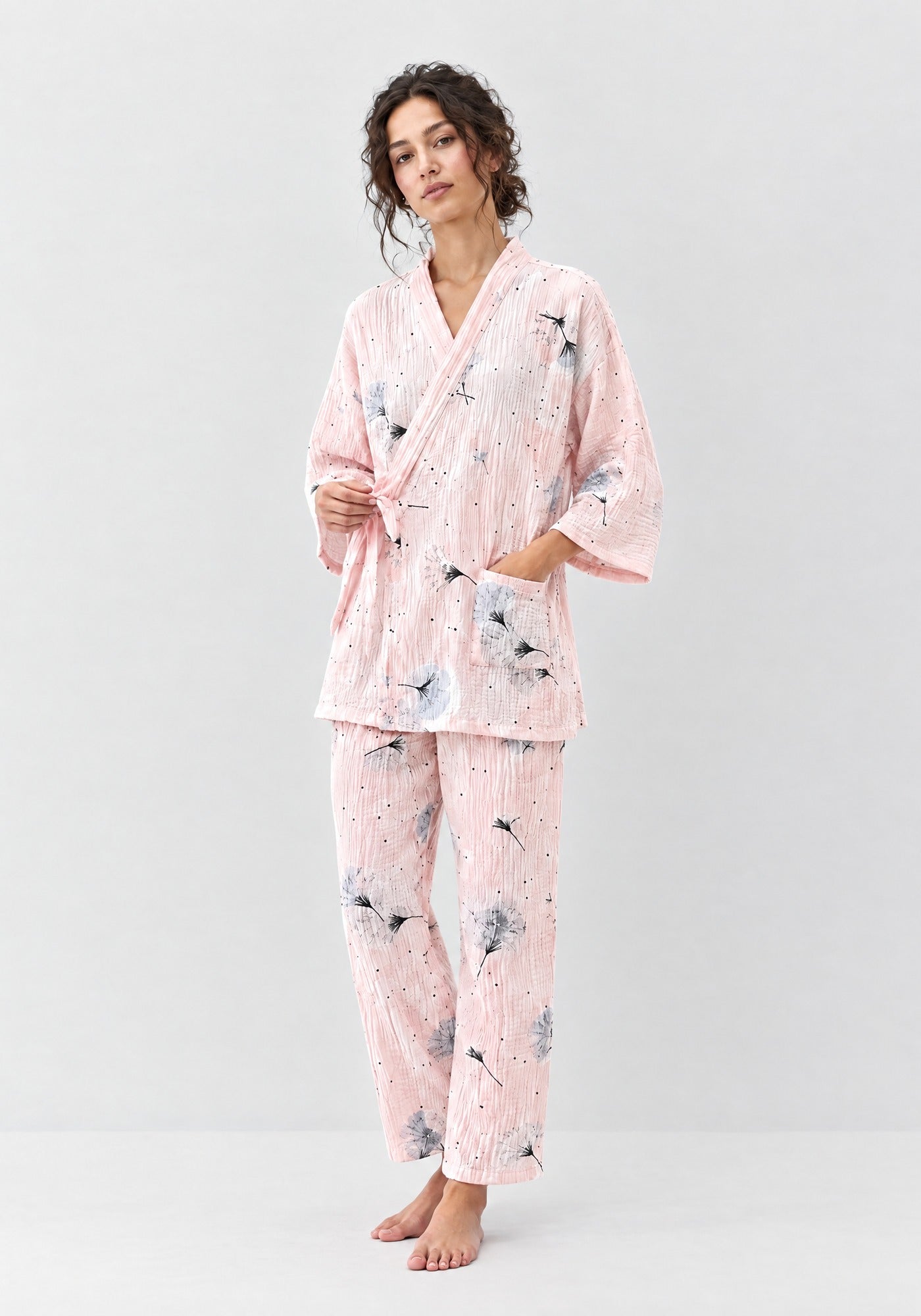 Kimono Pyjama Rose à Pissenlits en Coton | Kōrin
