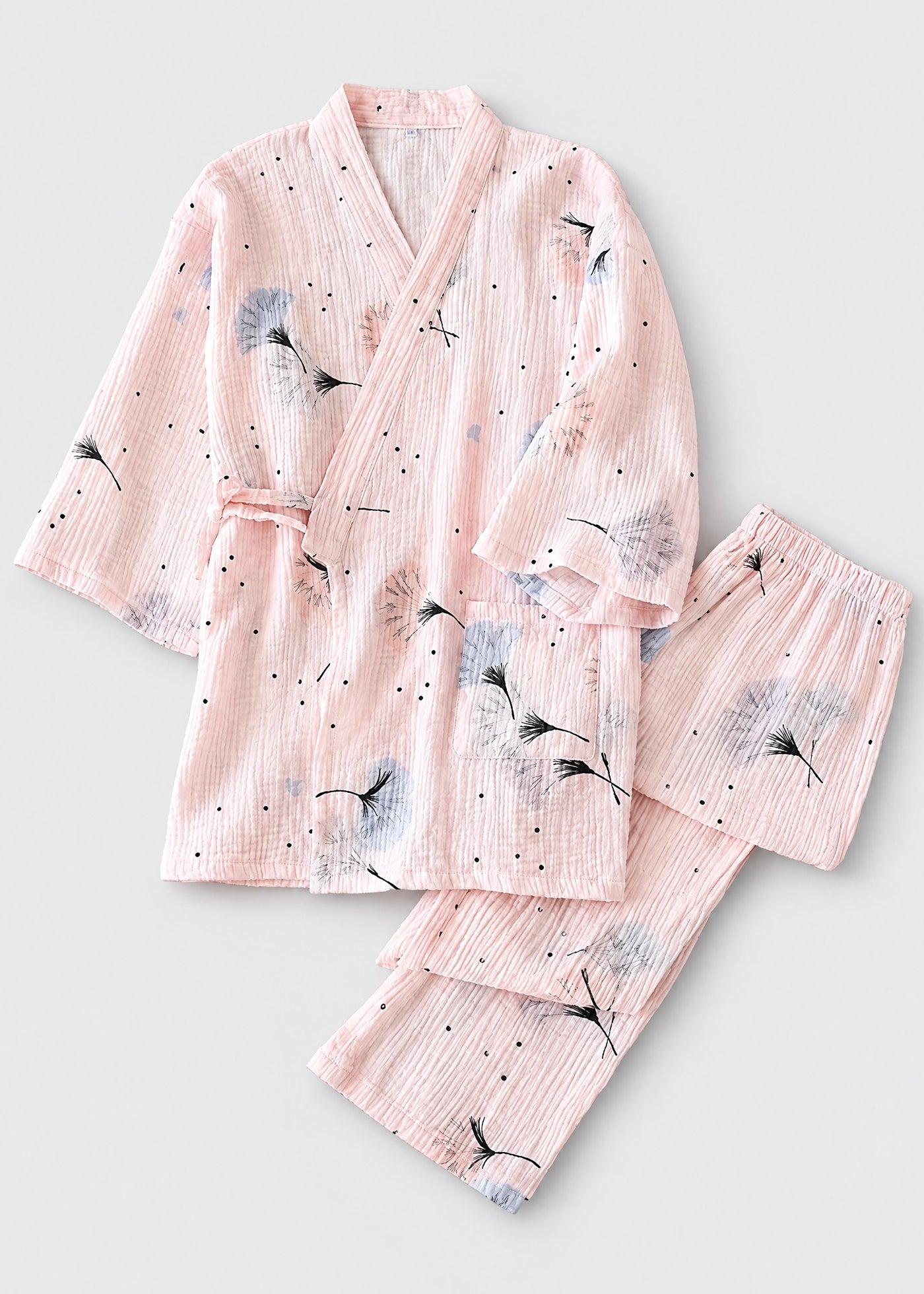 Kimono Pyjama Rose à Pissenlits en Coton | Kōrin
