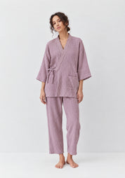 Kimono Pyjama Mauve Poudré en Coton | Mistral