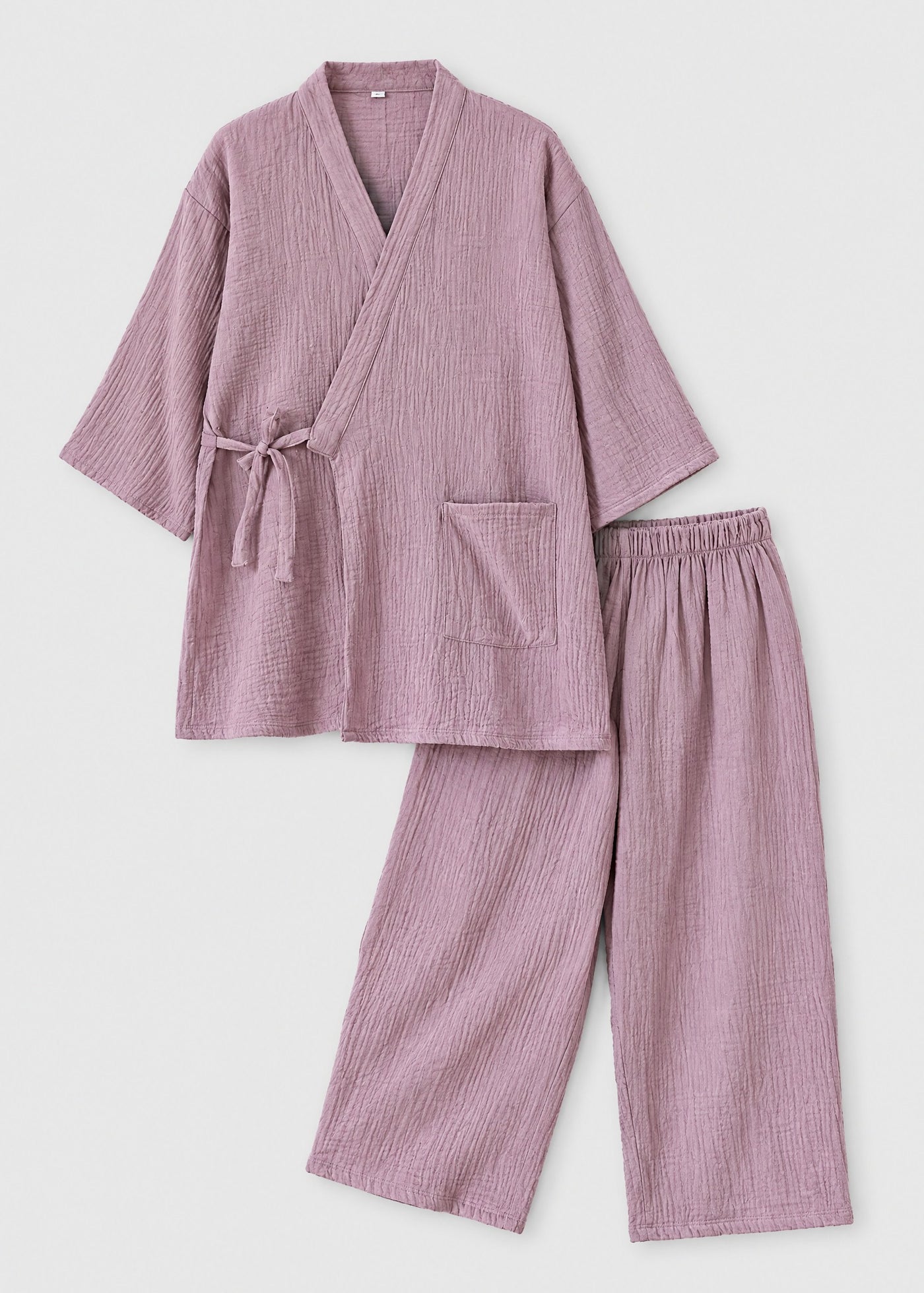 Kimono Pyjama Mauve Poudré en Coton | Mistral