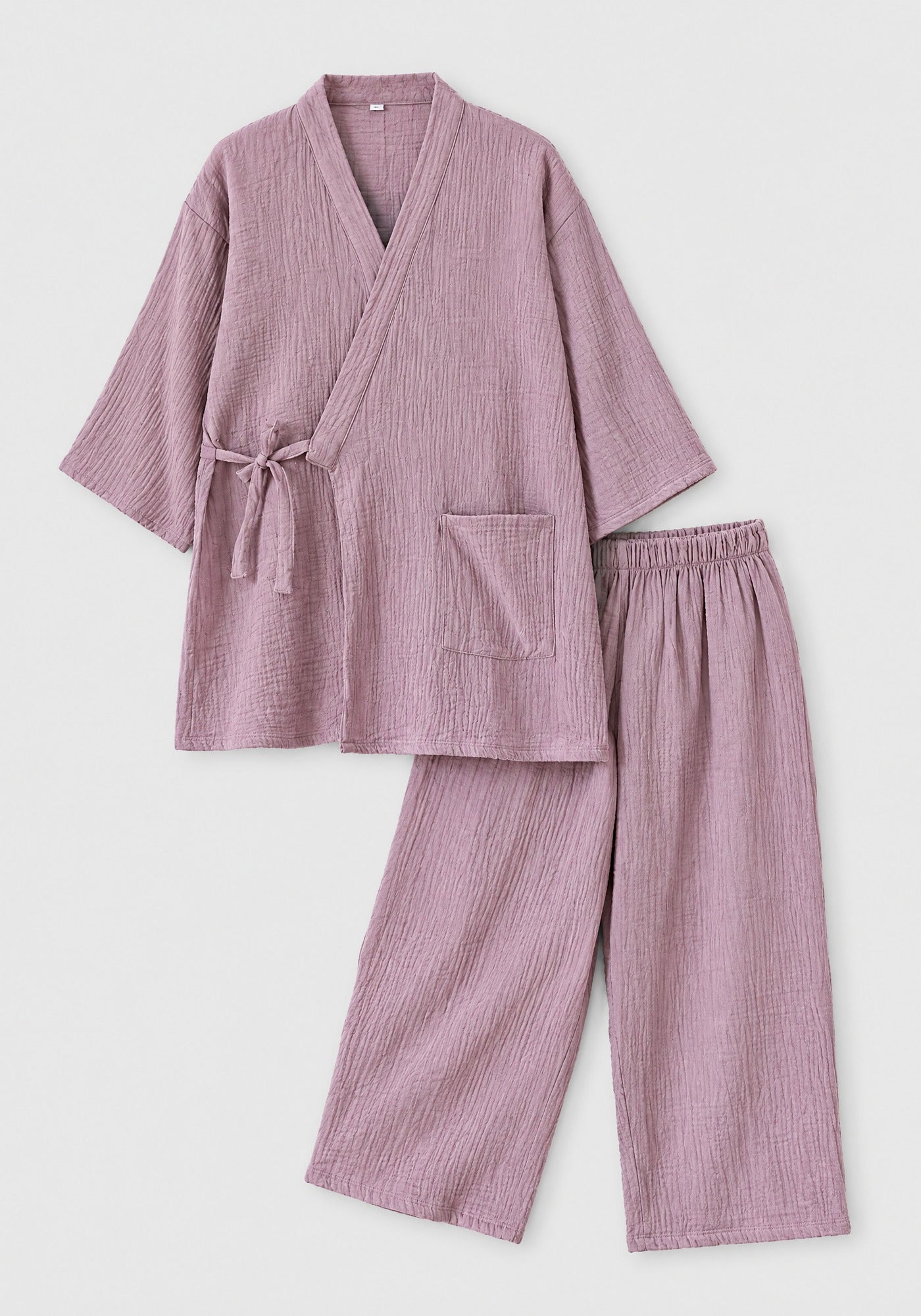 Kimono Pyjama Mauve Poudré en Coton | Mistral