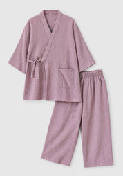 Kimono Pyjama Mauve Poudré en Coton | Mistral