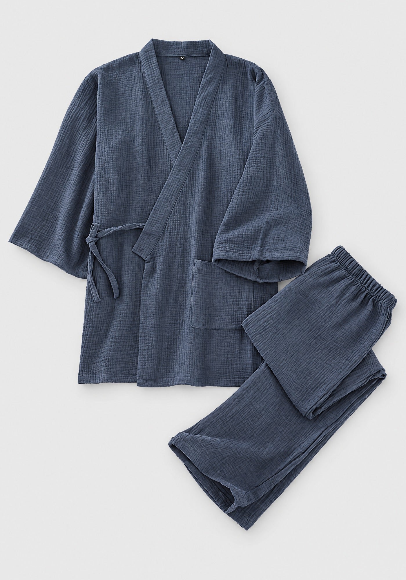 Kimono Pyjama Bleu Ardoise en Coton | Nagi