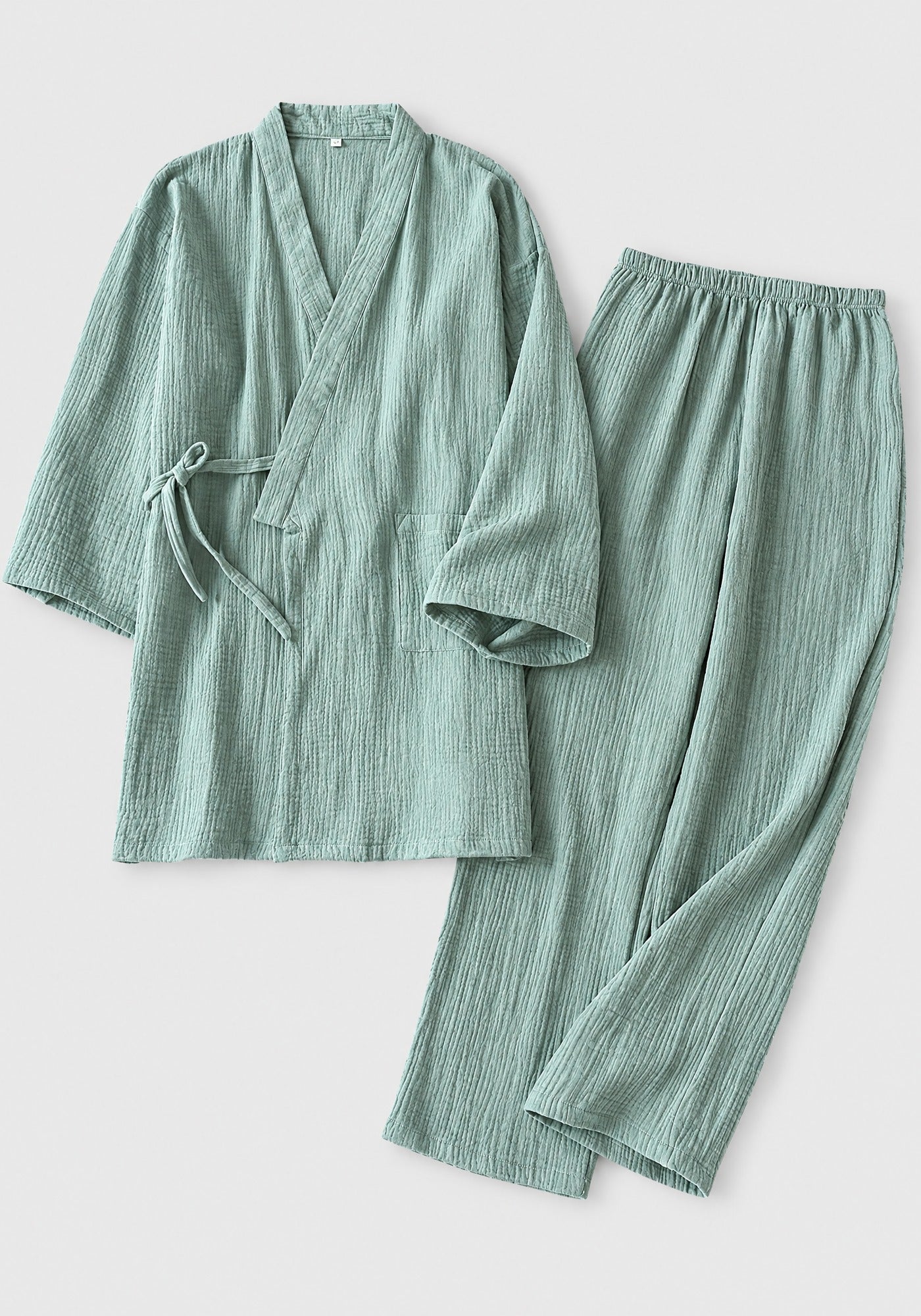 Kimono Pyjama Vert Sauge en Coton | Obi