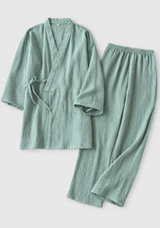 Kimono Pyjama Vert Sauge en Coton | Obi