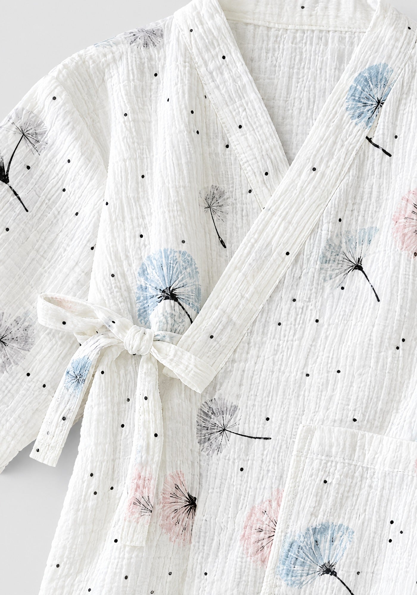 Kimono Pyjama Blanc à Pissenlits en Coton | Ryōan