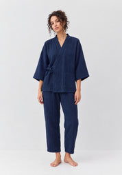 Kimono Pyjama Bleu Marine en Coton | Soyō