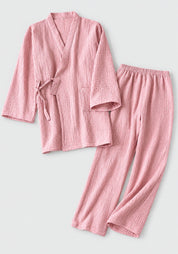 Kimono Pyjama Rose Poudré en Coton | Tsukiya