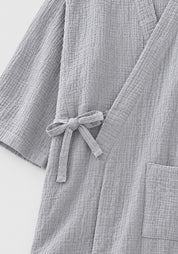 Kimono Pyjama Gris Clair en Coton | Yumé