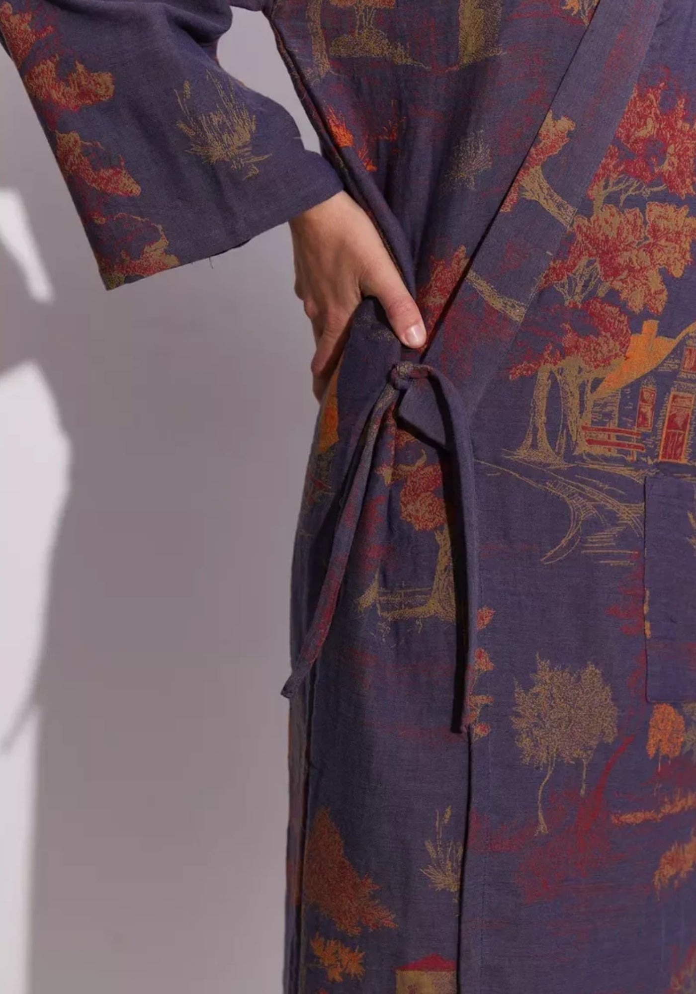 Peignoir kimono bleu femme | Mizuki