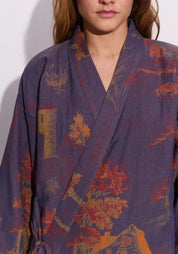 Peignoir kimono bleu femme | Mizuki