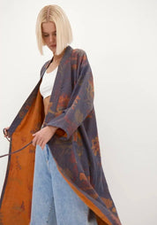 Peignoir kimono bleu femme | Mizuki