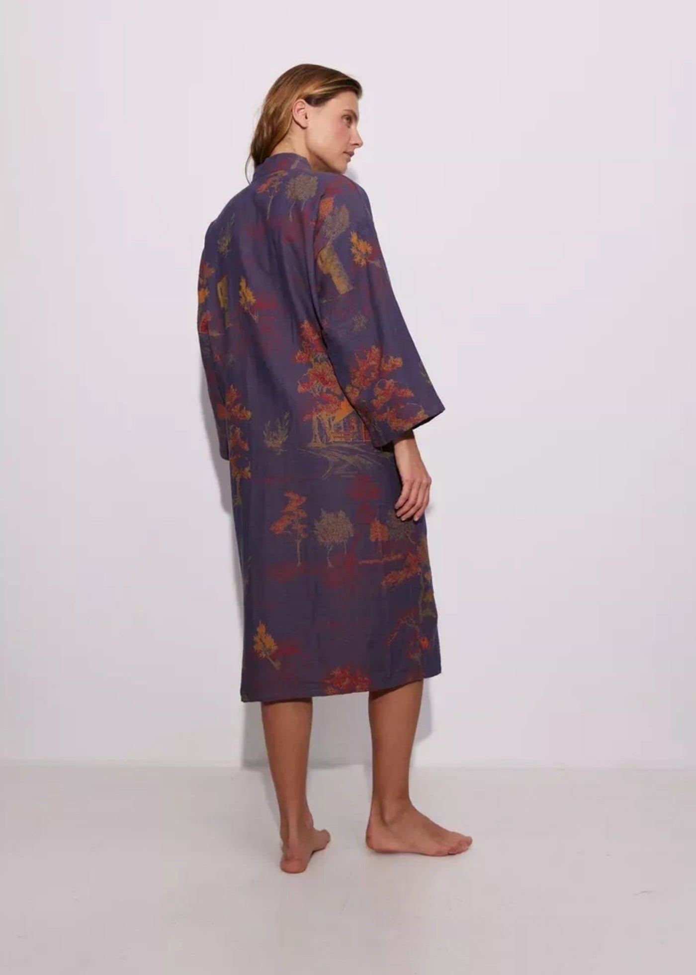 Peignoir kimono bleu femme | Mizuki