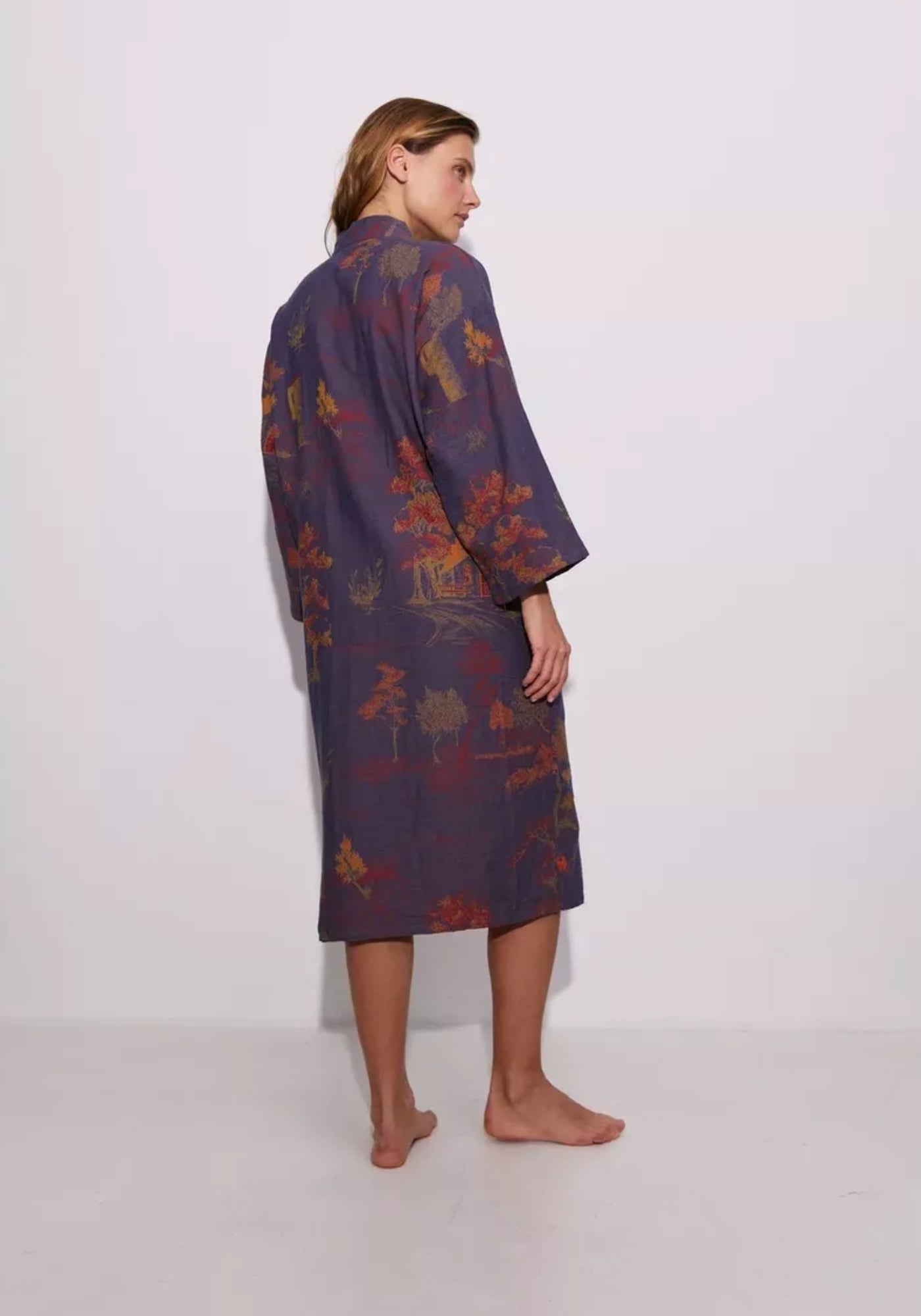 Peignoir kimono bleu femme | Mizuki