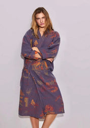 Peignoir kimono bleu femme | Mizuki Bleu gris / S