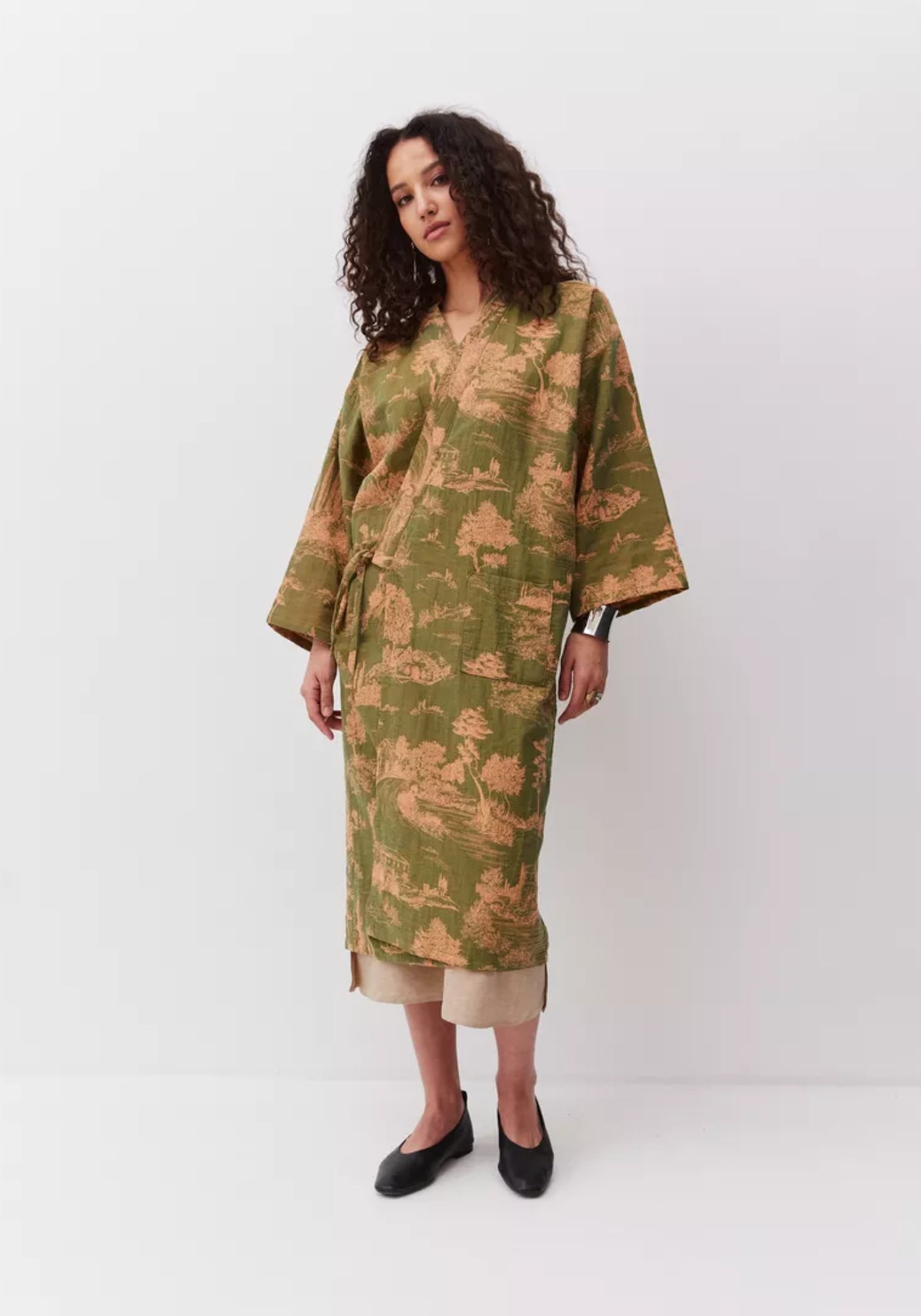 Peignoir kimono femme | Aomori Vert mousse / S