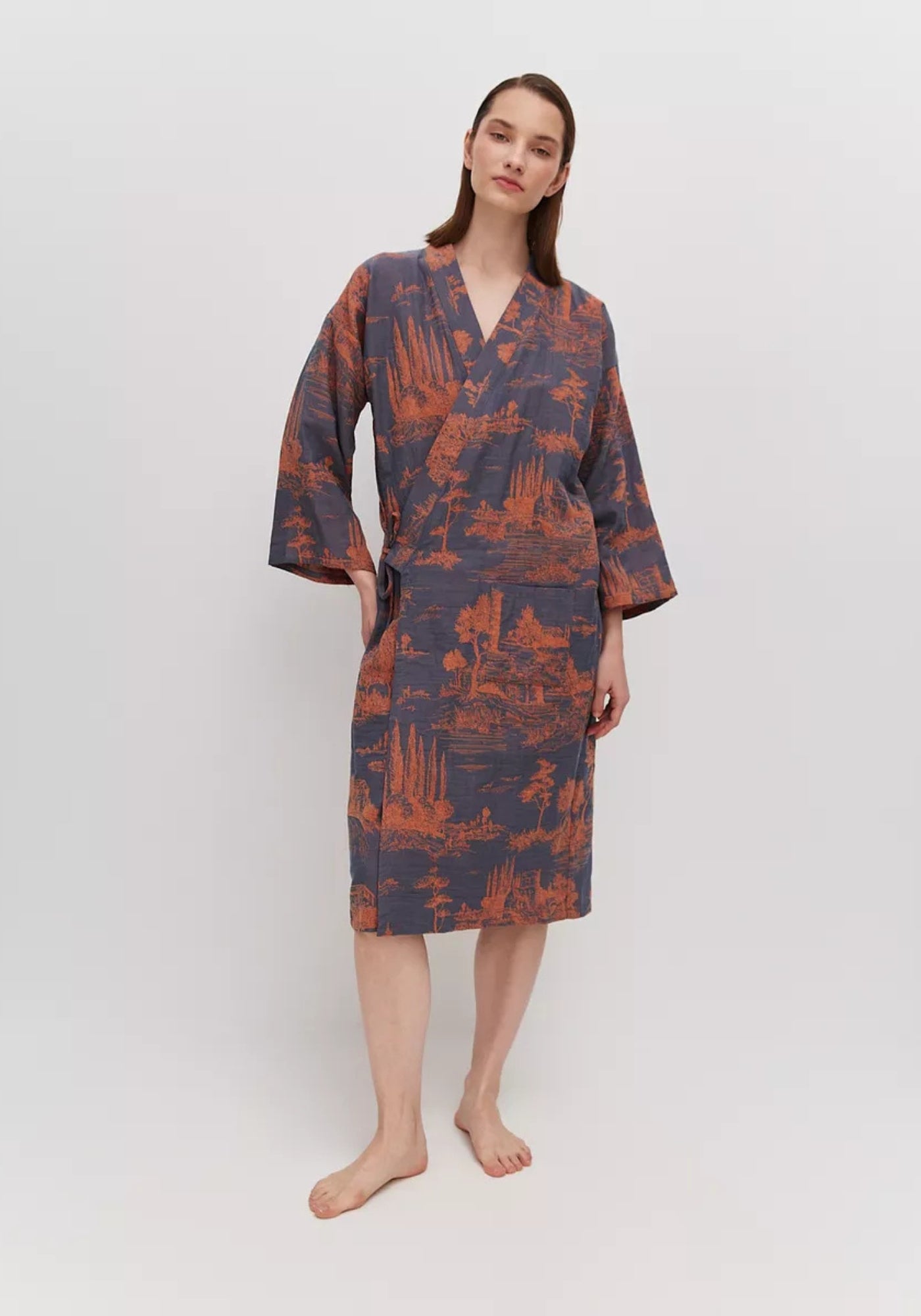 Peignoir kimono femme | Aoré Bleu ardoise / S