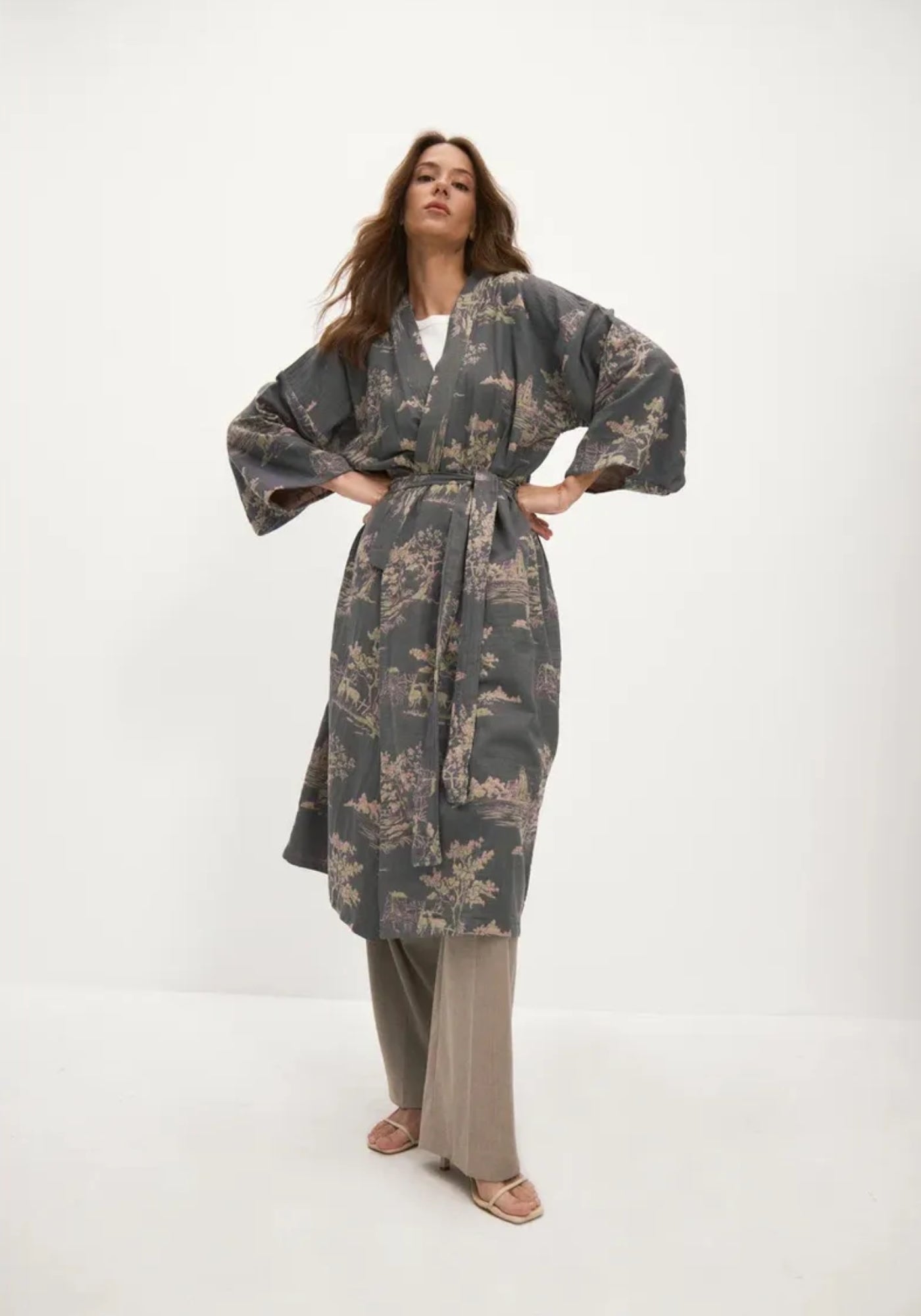 Peignoir kimono femme | Brume Gris / S