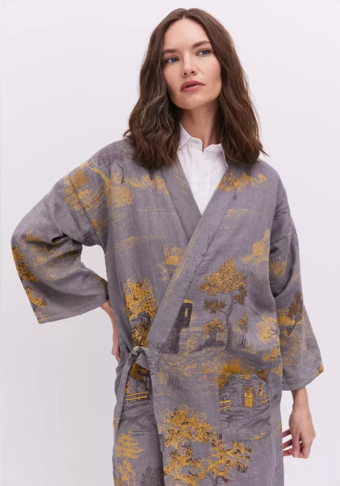 Peignoir kimono gris femme | Refuge