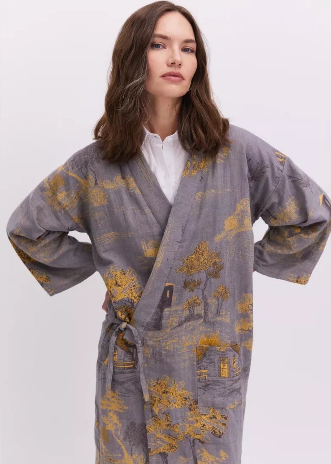 Peignoir kimono gris femme | Refuge