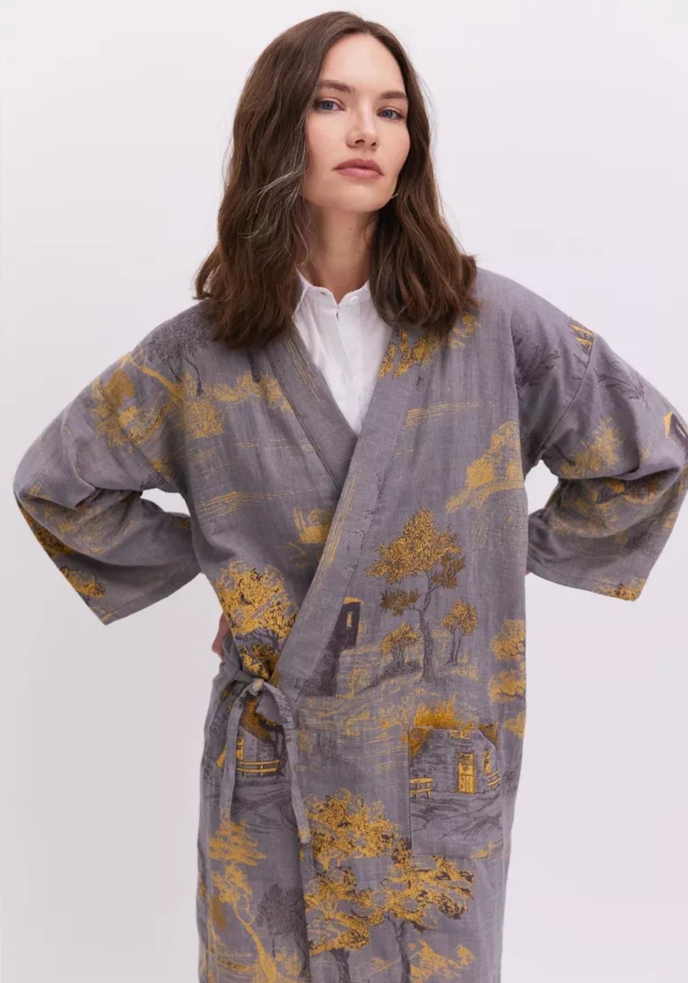 Peignoir kimono gris femme | Refuge