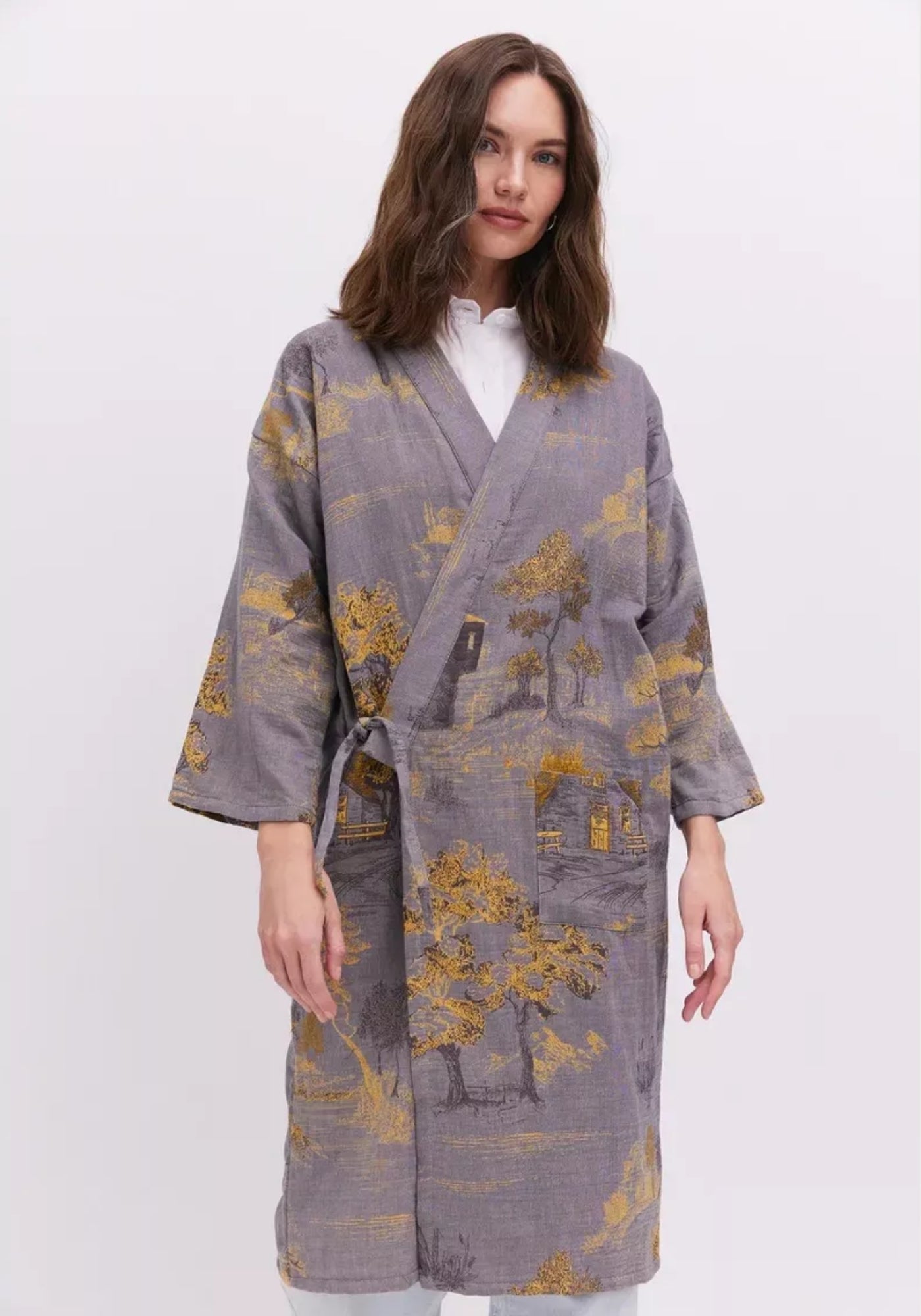 Peignoir kimono gris femme | Refuge