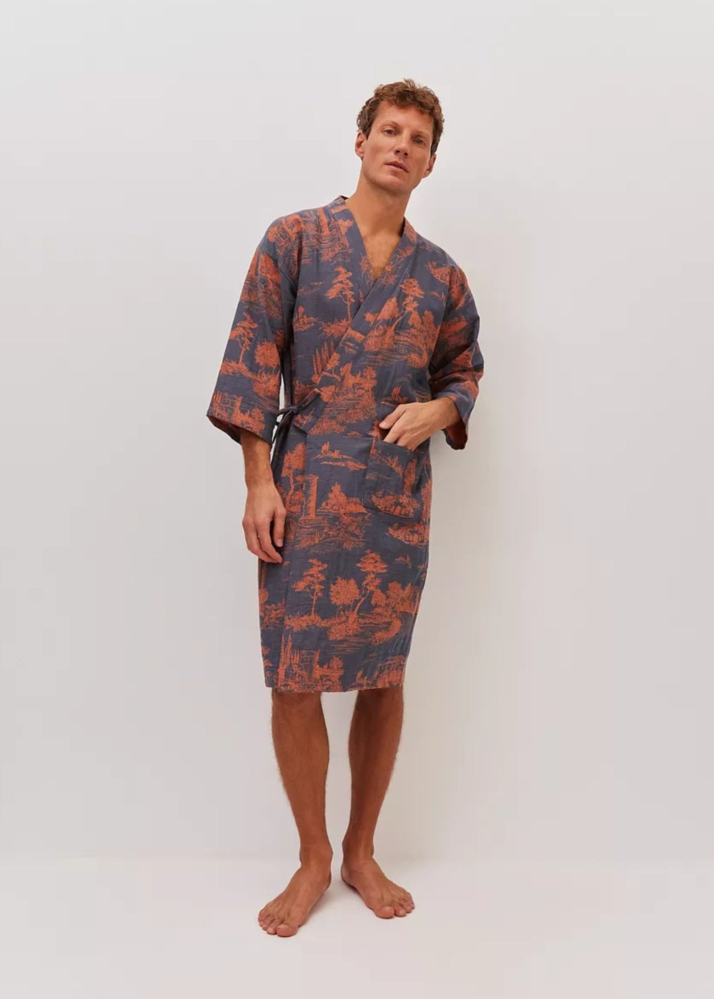 Peignoir kimono homme bleu | Edo