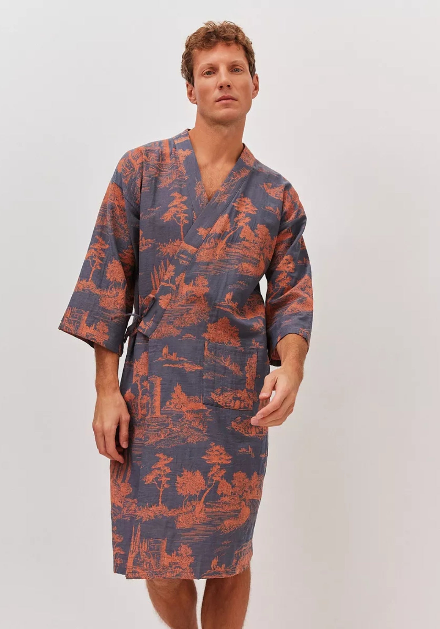 kimono dressing gown cotton Robes | Japanese Yukata Inspired Styles or even as a casual outer layer for a relaxed resort look Chantilly Cream Organic Cotton Long