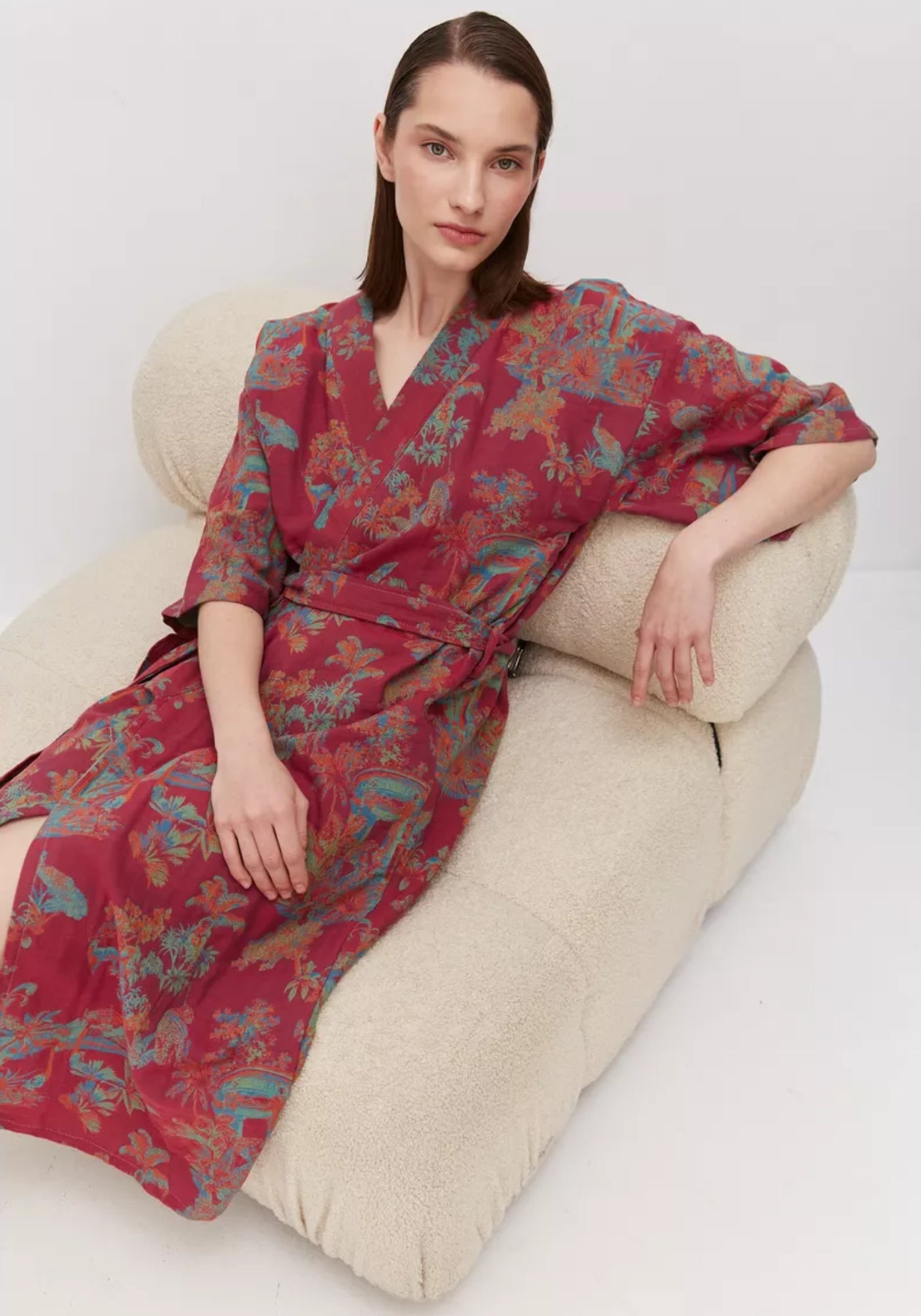 Peignoir kimono rouge femme | Kyoto