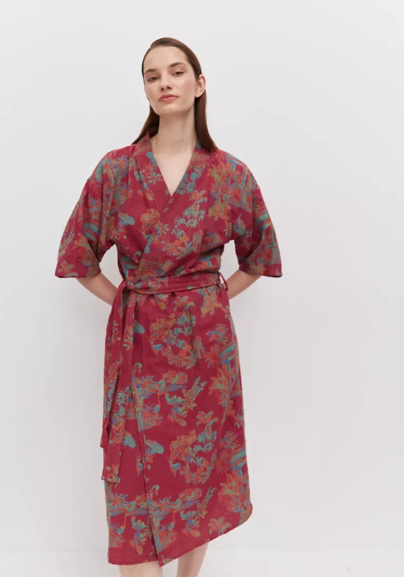 Peignoir kimono rouge femme | Kyoto