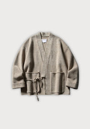 pull kimono laine gris cache coeur