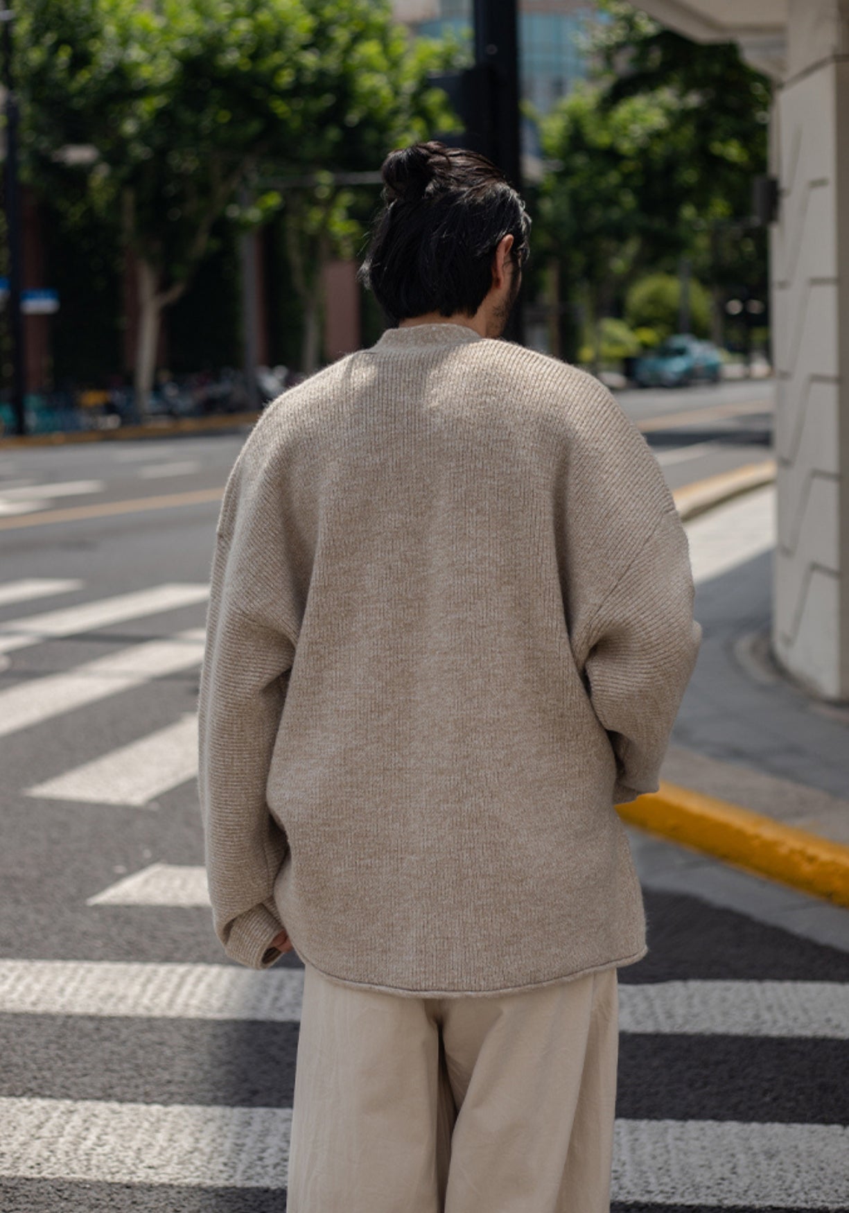 pull kimono laine gris cache coeur