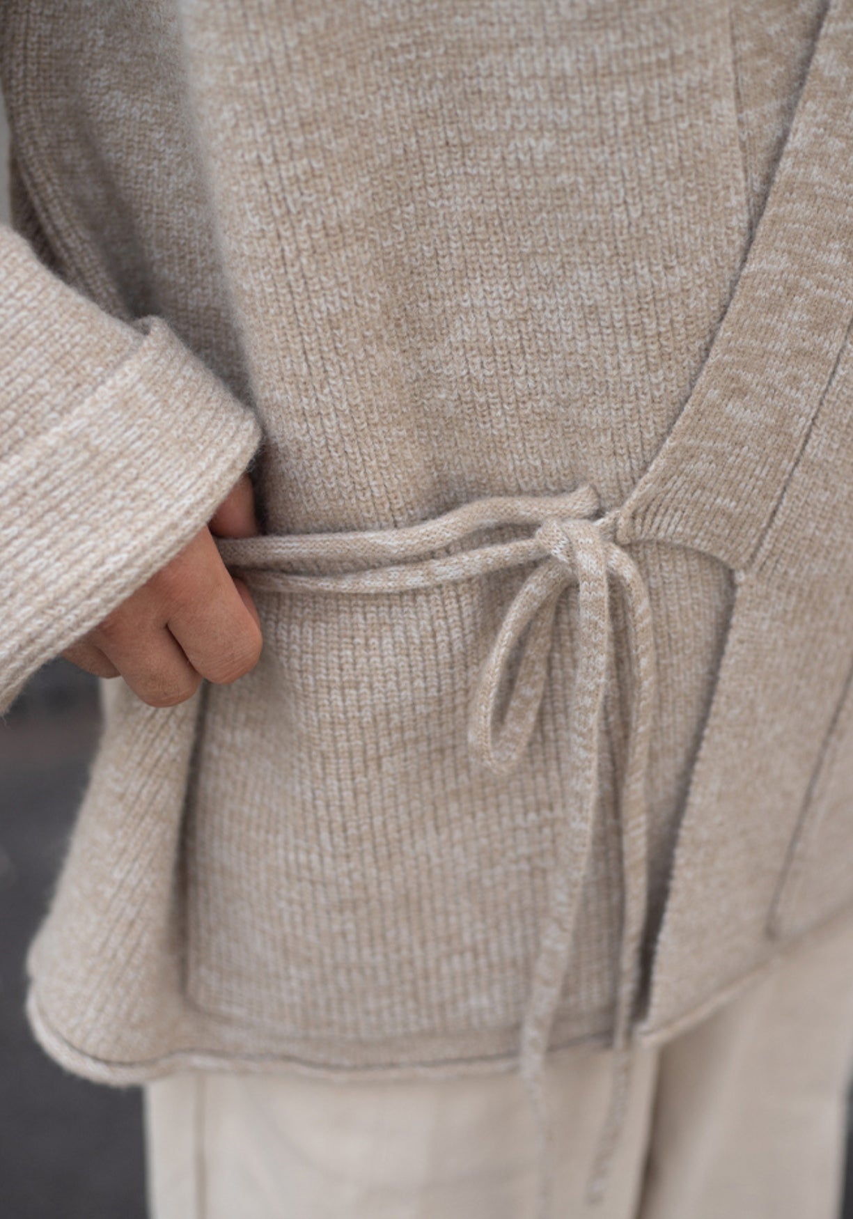 pull kimono laine gris cache coeur