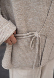 pull kimono laine gris cache coeur