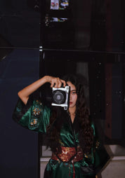 Robe kimono verte pour femme