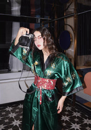 Robe kimono verte pour femme