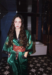 Robe kimono verte pour femme