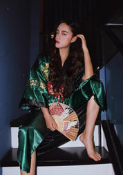 Robe kimono verte pour femme