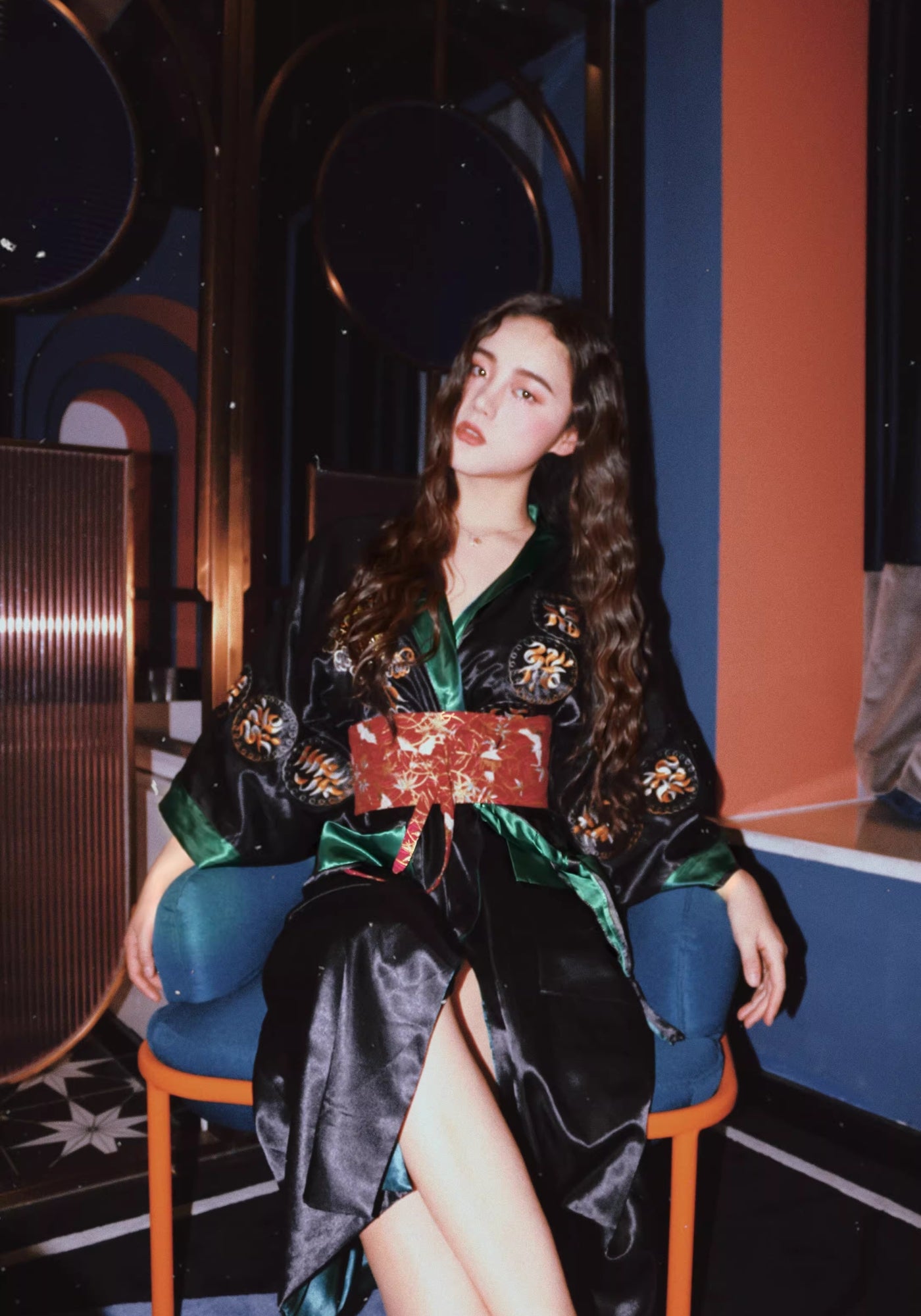 Robe kimono verte pour femme