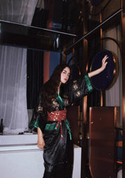 Robe kimono verte pour femme